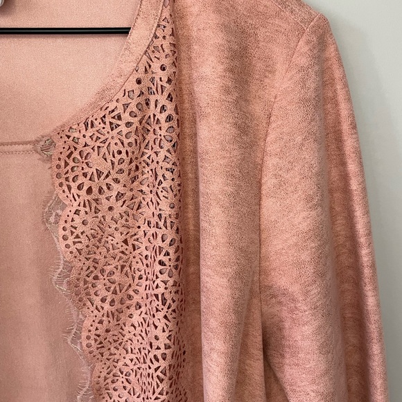 Chico’s perforated faux suede open front blazer large - Picture 3 of 11